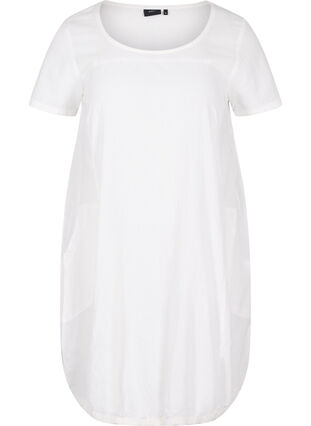 Zizzi Robe en coton à manches courtes, Bright White, Packshot image number 0