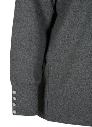 Zizzi Blouse à manches longues avec large revers et boutons, Dark Grey Melange, Packshot image number 3