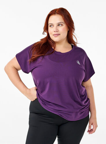 Zizzi T-shirt de sport uni, Purple Pennant, Model image number 0