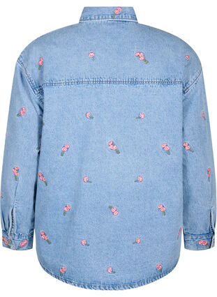 Zizzi Chemise en jean avec fleurs brodées, L.B.D.Flower AOP, Packshot image number 1