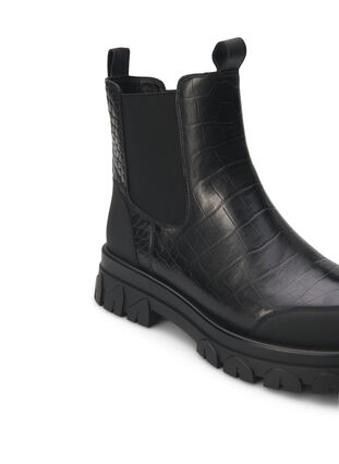 Zizzi Bottine Chelsea croco en cuir, Black, Packshot image number 4