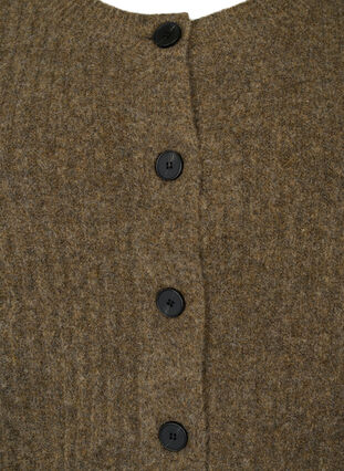 Zizzi Cardigan tricoté côtelé avec boutons, Brown Mel., Packshot image number 2