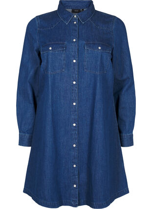 Zizzi Robe en jean avec boutons, Medium Blue Denim, Packshot image number 0