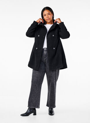 Zizzi Trench court avec coupe trapèze, Black, Model image number 2