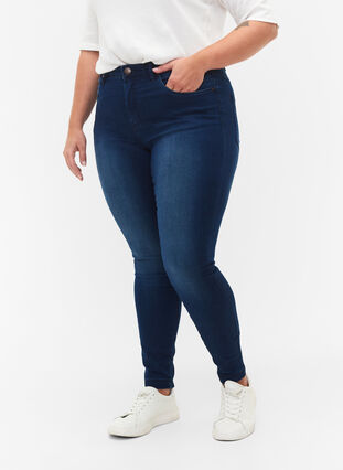 Zizzi Jean Amy super slim à taille haute, Blue Denim, Model image number 2