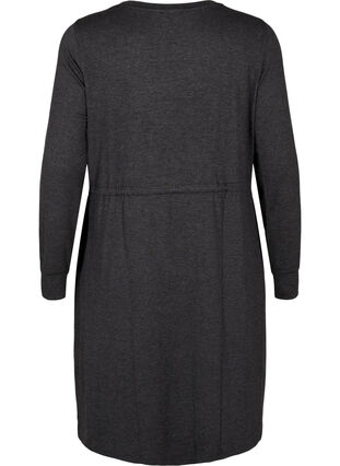 Zizzi Robe en jersey mi-longue avec liens, Dark Grey Melange, Packshot image number 1