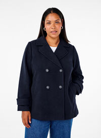 Manteau court en laine et avec poches, Dark Navy, Model