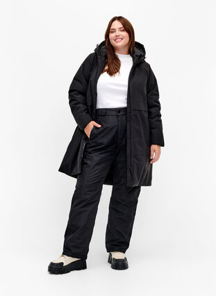 Zizzi Veste d'hiver avec taille ajustable, Black, Model image number 3