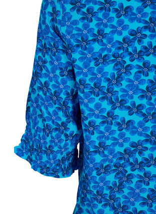 Zizzi Chemisier en viscose avec boutons, Blue Small Flower, Packshot image number 3