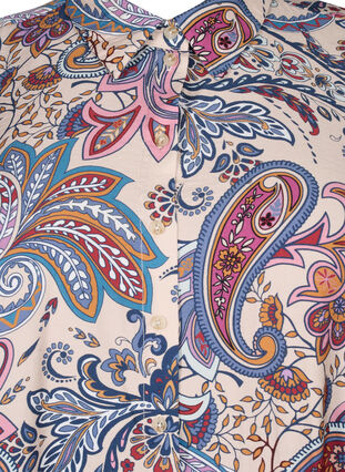 Zizzi Tunique en viscose à imprimé cachemire et manches 3/4, Sand Do. Paisley AOP, Packshot image number 2