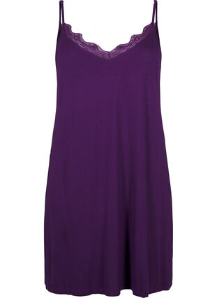 Zizzi Chemise de nuit avec bord dentelle en viscose, Purple Pennant, Packshot image number 0