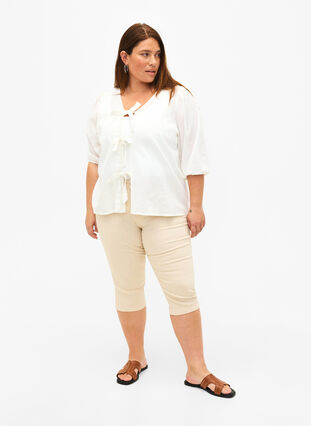 Zizzi Pantalon capri Emily ajusté, Oatmeal, Model image number 0