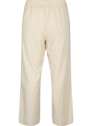 Zizzi Pantalon taille haute en coton et en lin, Whitecap Gray, Packshot image number 1