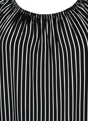 Zizzi Chemisier rayé à manches courtes en viscose, Black/ White Stripe, Packshot image number 2