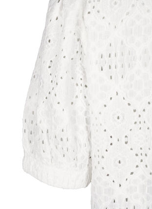 Zizzi Chemisier à manches courtes avec motif de dentelle, Bright White, Packshot image number 3