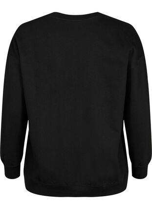 Zizzi Sweat-shirt avec texte brodé, Black Copenhagen , Packshot image number 1