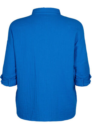 Zizzi Chemise avec col en mousseline de coton, Victoria blue, Packshot image number 1