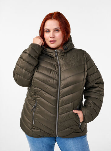 Zizzi Veste légère à capuche, Beluga, Model image number 0