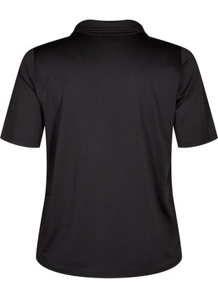 Zizzi T-shirt polo avec col en V, Black, Packshot image number 1