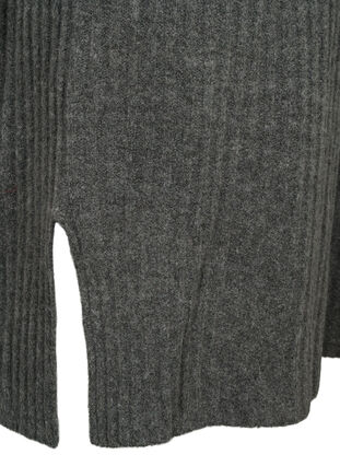 Zizzi Robe en Tricot Côtelé avec Col roulé, Dark Grey Melange, Packshot image number 3