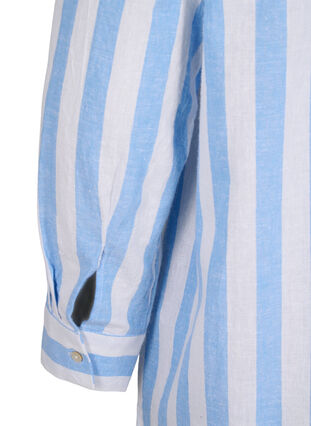 Zizzi Chemise longue en lin et en coton, Blue White Stripe, Packshot image number 4