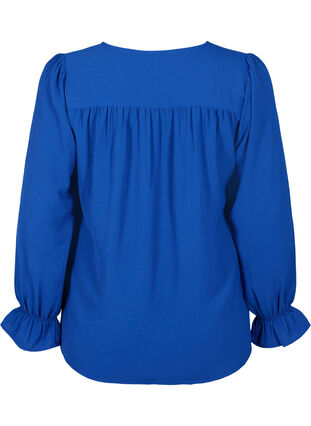 Zizzi Blouse à encolure en V avec manches longues, Mazarine Blue, Packshot image number 1