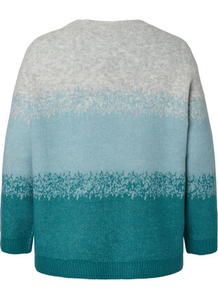 Zizzi  Blouse tricotée avec de larges rayures, Light Grey Mel. Comb, Packshot image number 1