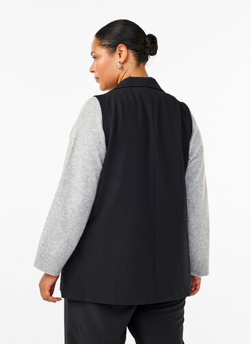 Zizzi Gilet avec col et poches, Black, Model image number 1