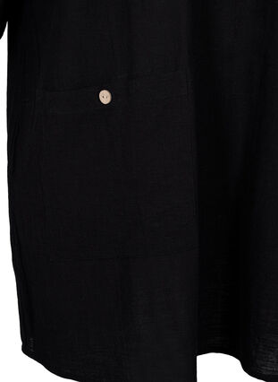 Zizzi Tunique à manches 3/4 en coton mélangé et lin, Black, Packshot image number 3