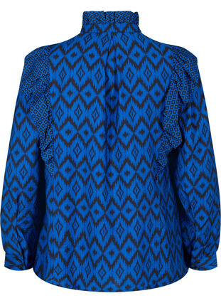 Zizzi Chemise blouse en viscose avec des détails froncés, True blue w. Black, Packshot image number 1