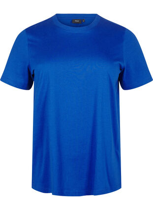 Zizzi T-shirt basique en coton à col rond, Sodalite Blue, Packshot image number 0