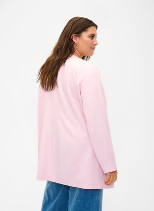 Zizzi Veste de printemps avec patte de boutonnage cachée, Parfait Pink, Model image number 1