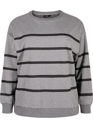 Zizzi Sweatshirt à col rond, MGM w. Black Stripe, Packshot image number 0