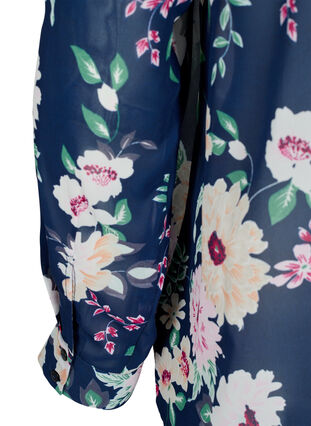 Zizzi FLASH - Chemise à manches longues avec imprimé floral, Navy Flower, Packshot image number 3