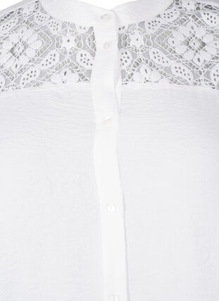 Zizzi Chemise longue en viscose avec détail en dentelle, Bright White, Packshot image number 2