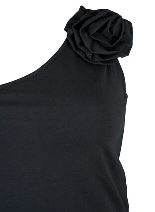 Zizzi Top asymétrique avec rose, Black, Packshot image number 2