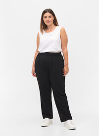 Pantalon ample avec bord élastiqué, Black, Model