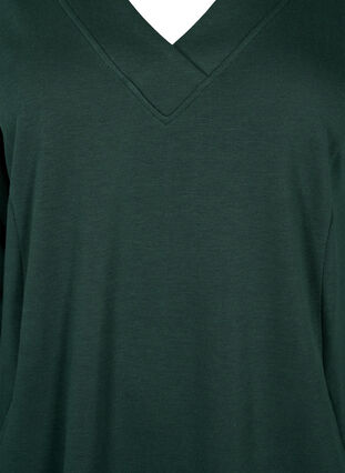 Zizzi Robe sweat-shirt avec col en V, Scarab, Packshot image number 2