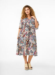 Robe manches courtes en viscose avec imprimé paisley, Sand Do. Paisley AOP, Model