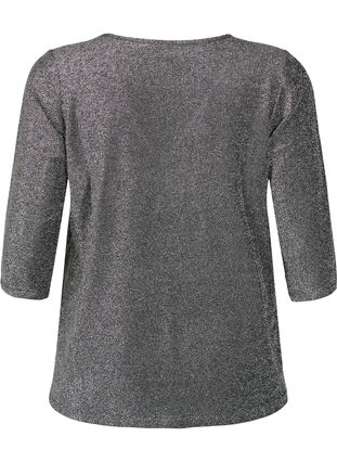 Zizzi Blouse scintillante avec manches 3/4, Black Silver , Packshot image number 1