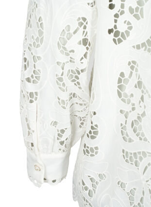 Zizzi Blouse façon chemise à manches longues en dentelle, White, Packshot image number 3