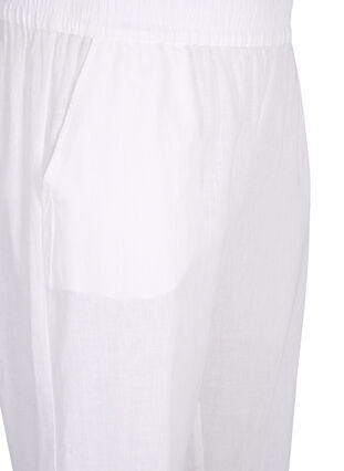 Zizzi Pantalon en coton uni avec du lin, Bright White, Packshot image number 2
