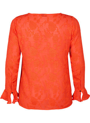 Zizzi Chemise à manches longues avec look jacquard, Orange.com, Packshot image number 1