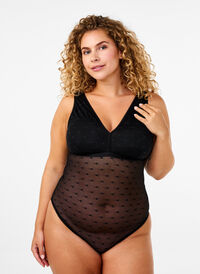 Body avec maille à pois et coussinets amovibles, Black, Model