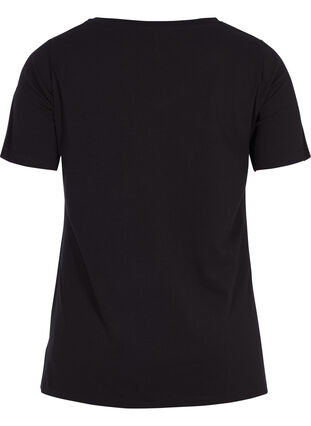 Zizzi T-shirt basique en coton de couleur unie, Black, Packshot image number 1