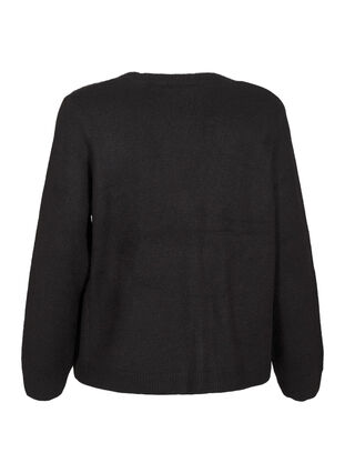 Zizzi Cardigan tricoté avec un nœud en argent, Black, Packshot image number 1