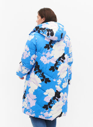 Manteau d'hiver long avec un imprimé floral, French Blue Comb, Model image number 1