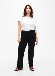 Pantalon classique en mélange de viscose, Black, Model