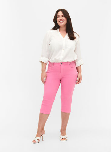 Zizzi Pantalon capri Emily ajusté, Rosebloom, Model image number 0