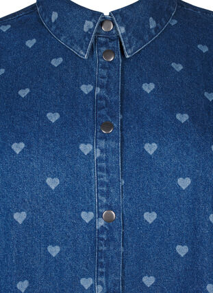 Zizzi Chemise en jean avec des cœurs, L. Blue D. W. Heart, Packshot image number 2